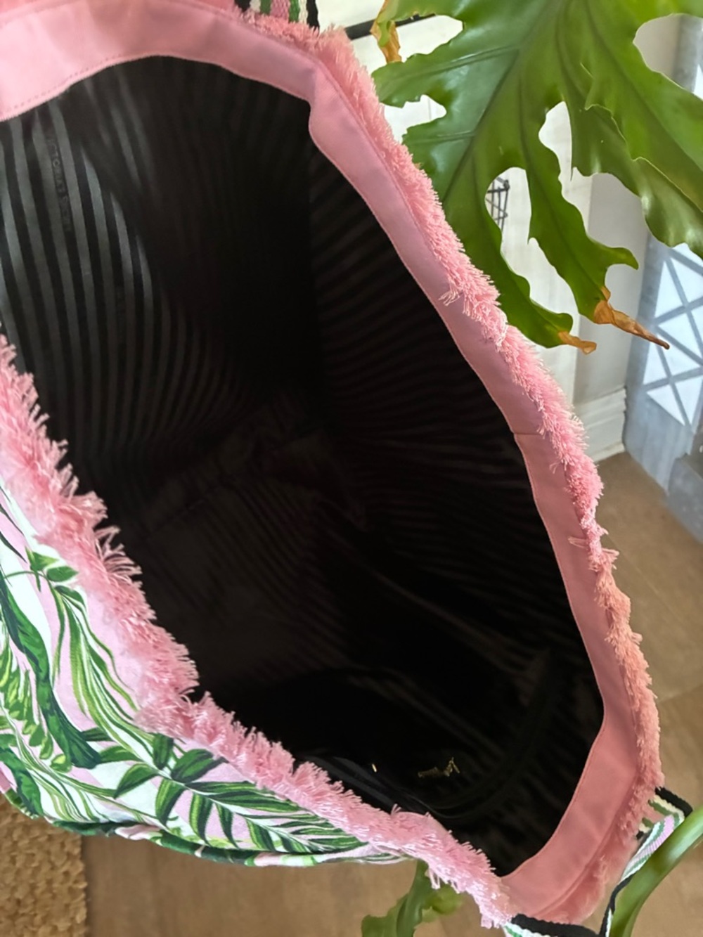 Victoria's Secret Pink & Green Tropical Stripe Tote - Picture 6 of 8